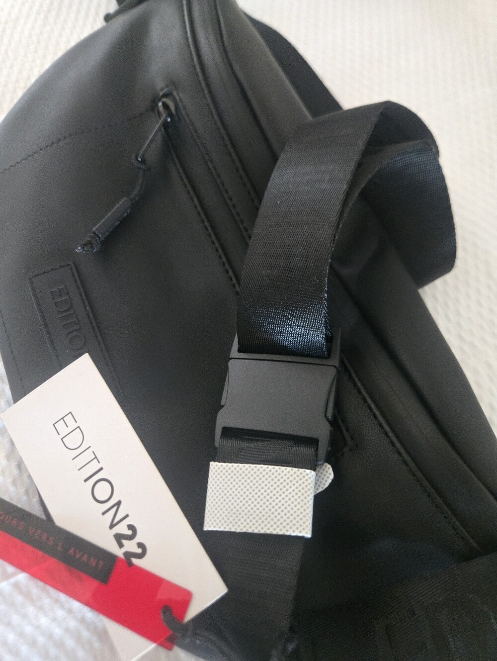 Edition 22 Black Men's Sling Belt Bag with Adjustable Strap